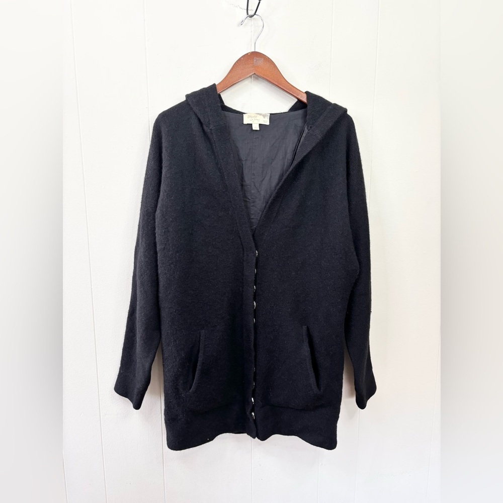 Elizabeth & James black hooded wool cashmere button cardigan sweater oversized